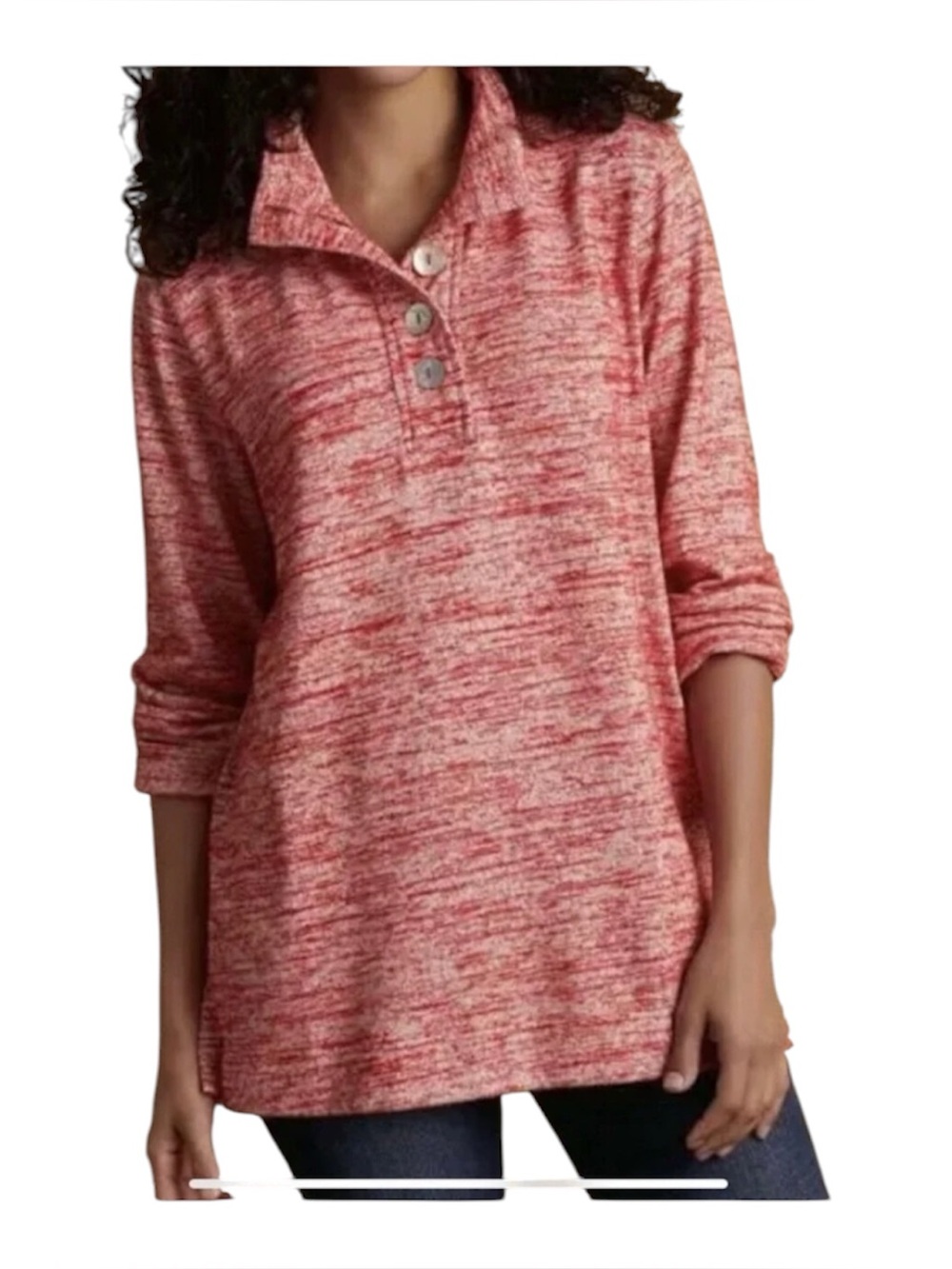 Soft Surroundings Marled Henley Pullover size medium